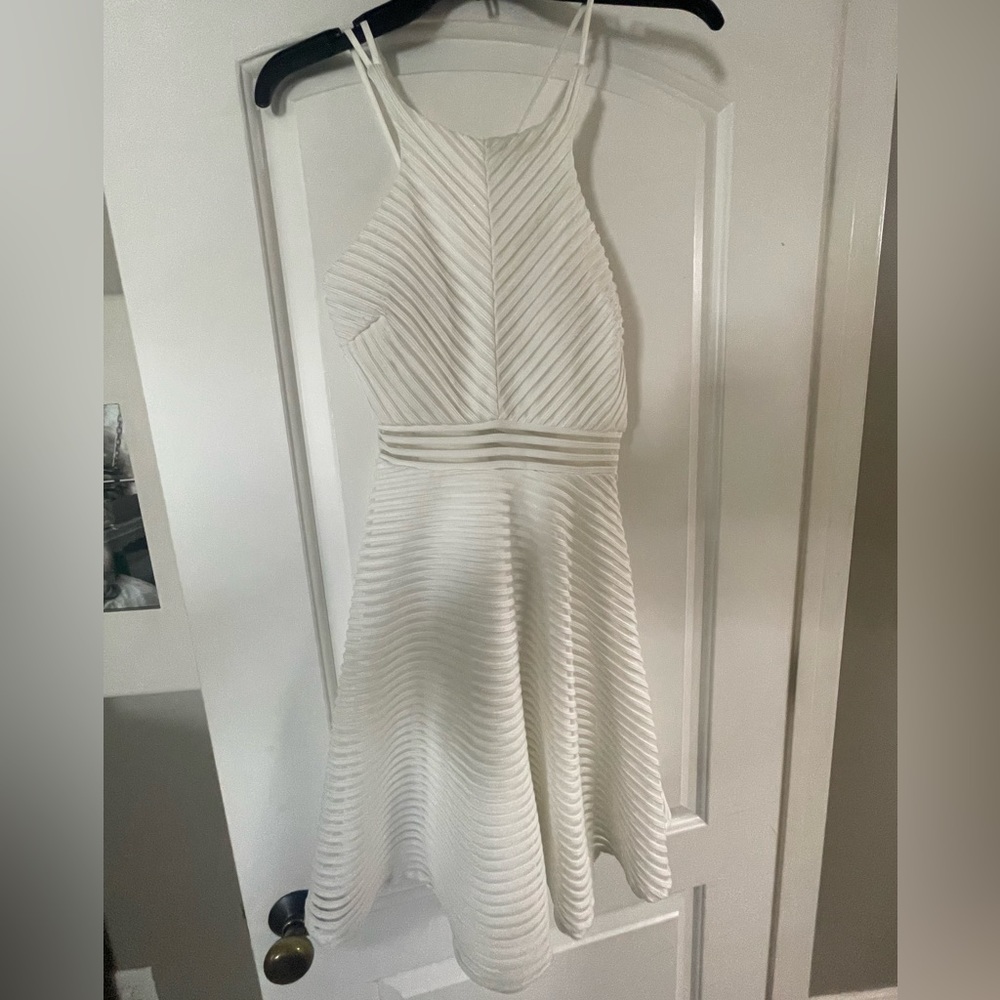 White/ Cream Ribbed Formal Dress